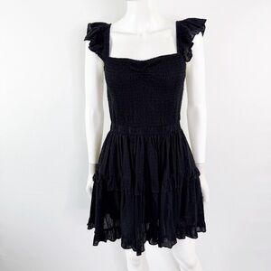 Mable The Label Black Mini Dress Size M Square Neck Ruffle Straps Sleeveless